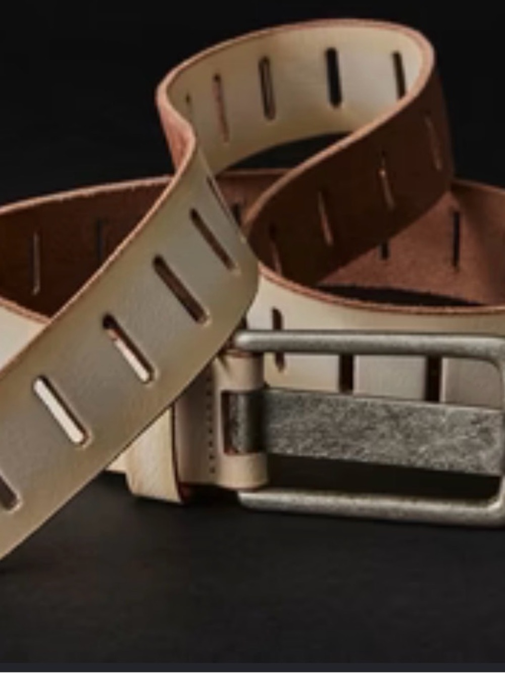 Free People Off White Leather Belt in Classic Style NWT M/L Womens